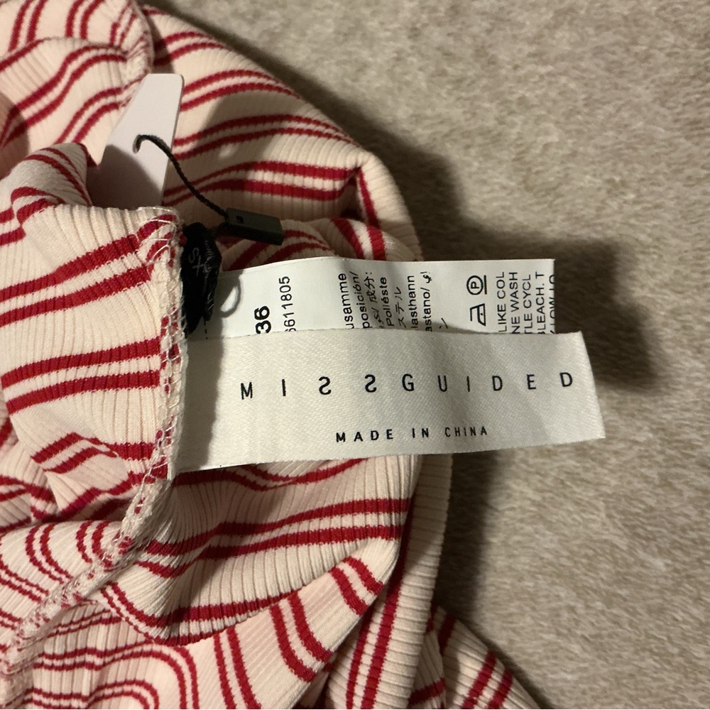 Striped Red and White Halter Top Bodysuit Missguided - Picture 7 of 7